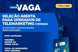 Vaga para Operador de Telemarketing