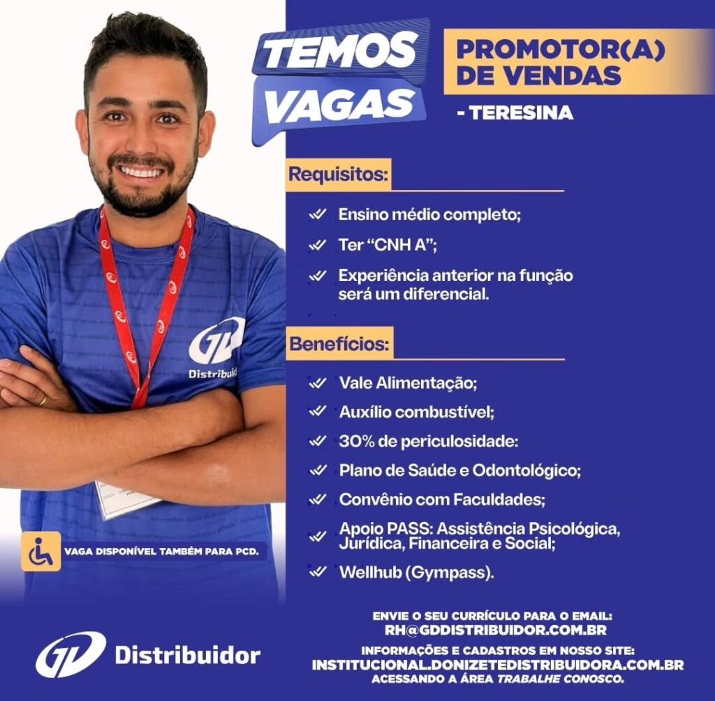 Vaga para Promotor(a) de Vendas