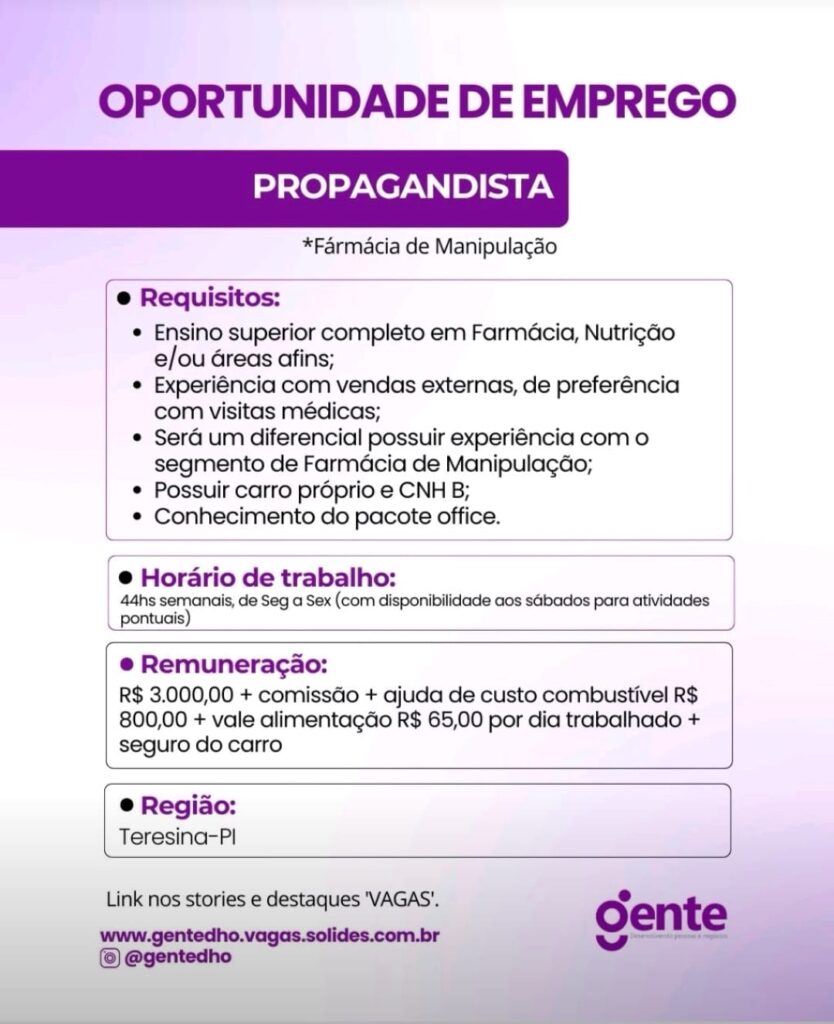 Vaga para Propagandista