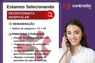 Vaga para Recepcionista Hospitalar