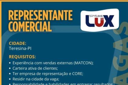 Vaga para Representante Comercial