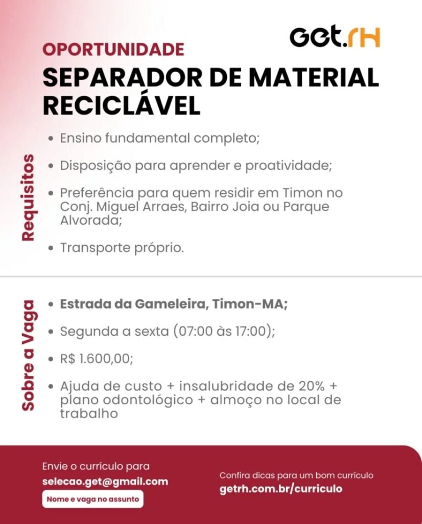 Vaga para Separador de Material Reciclável em Timon