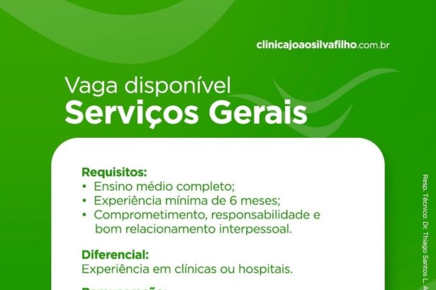 Vaga para Serviços Gerais em Parnaíba
