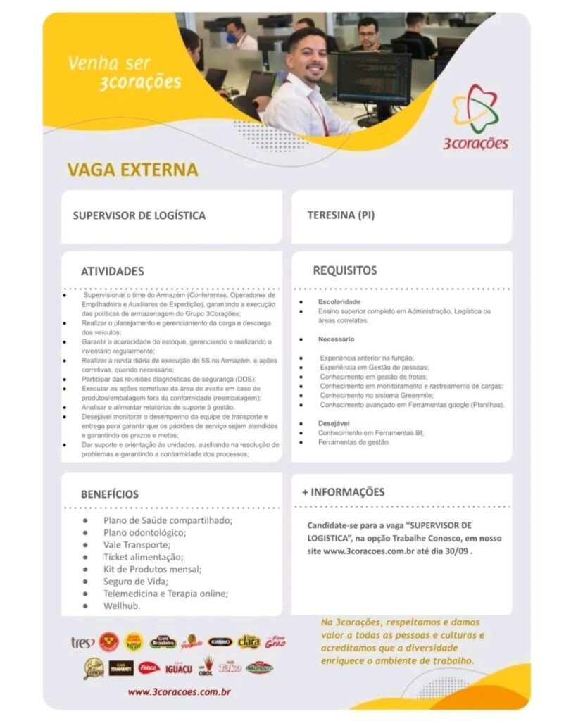 Vaga para Supervisor de Logística