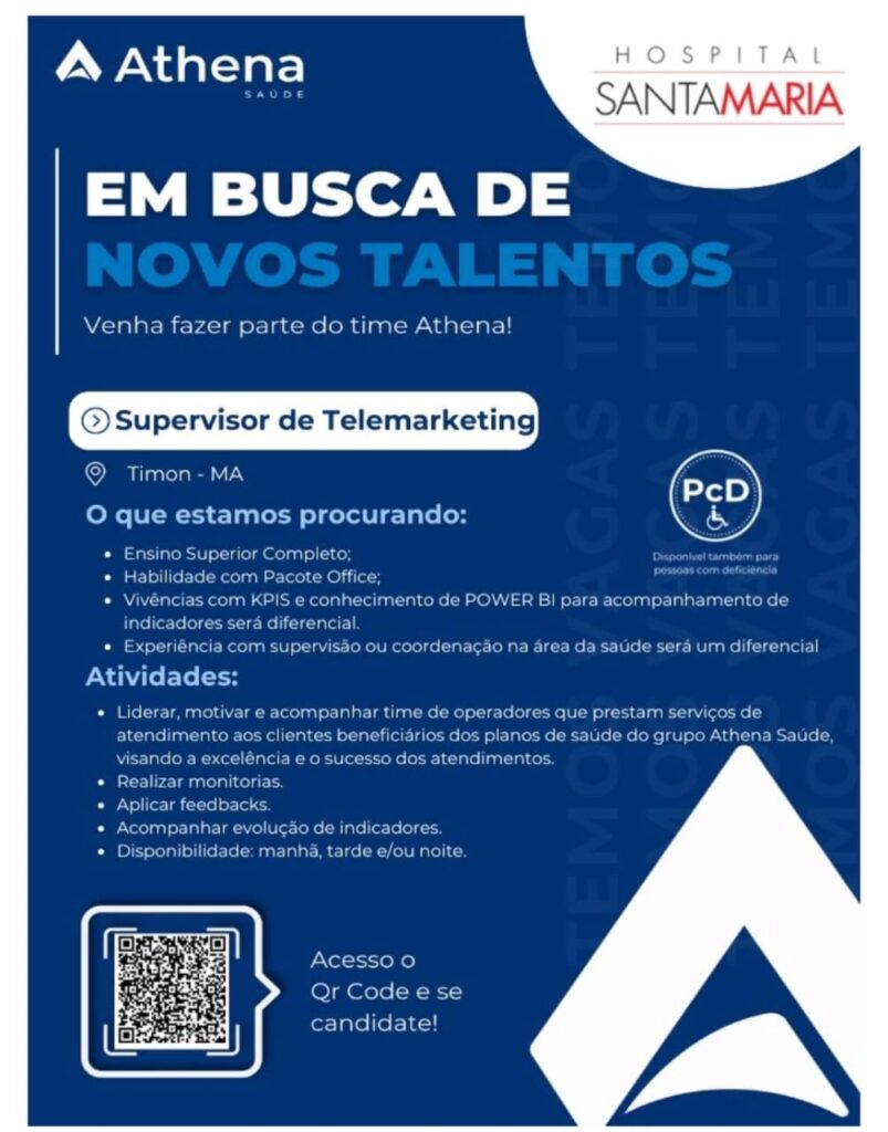 Vaga para Supervisor de Telemarketing em Timon