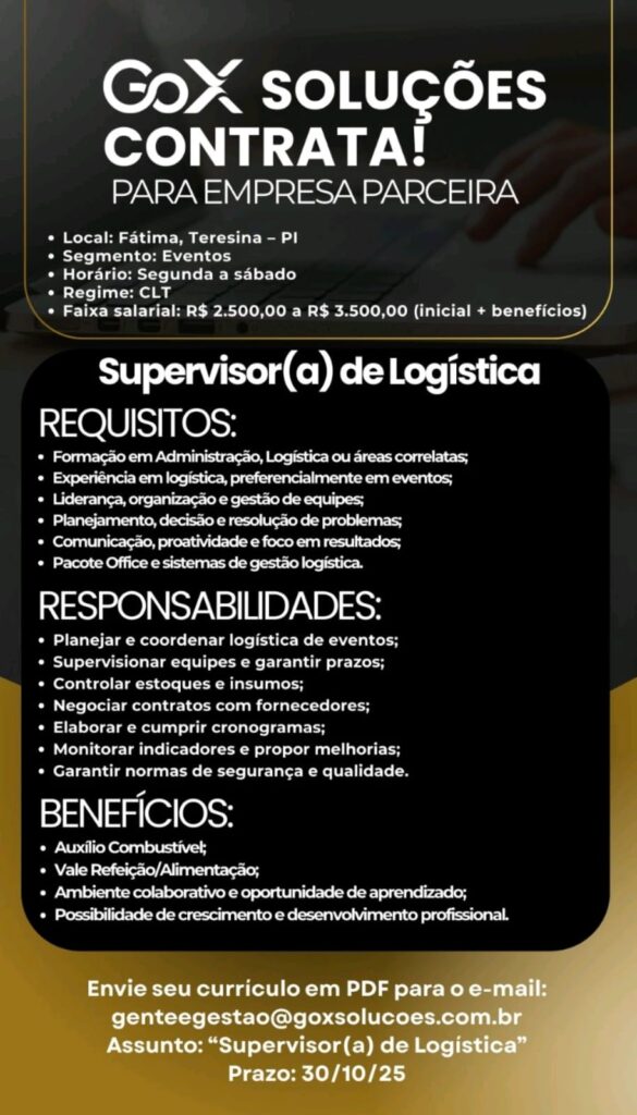 Vaga para Supervisor(a) de Logística
