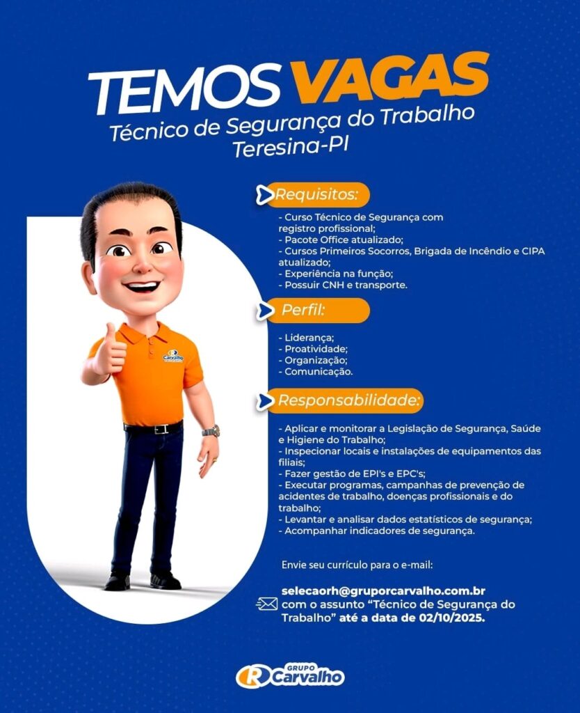 Vaga para Técnico de Segurança do Trabalho
