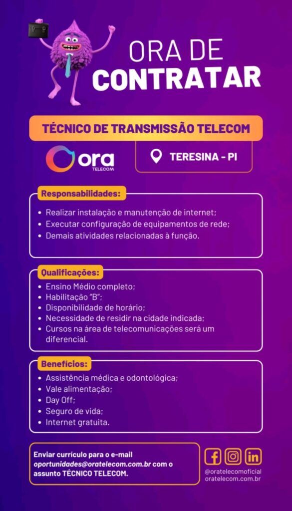 Vaga para Técnico de Transmissão Telecom