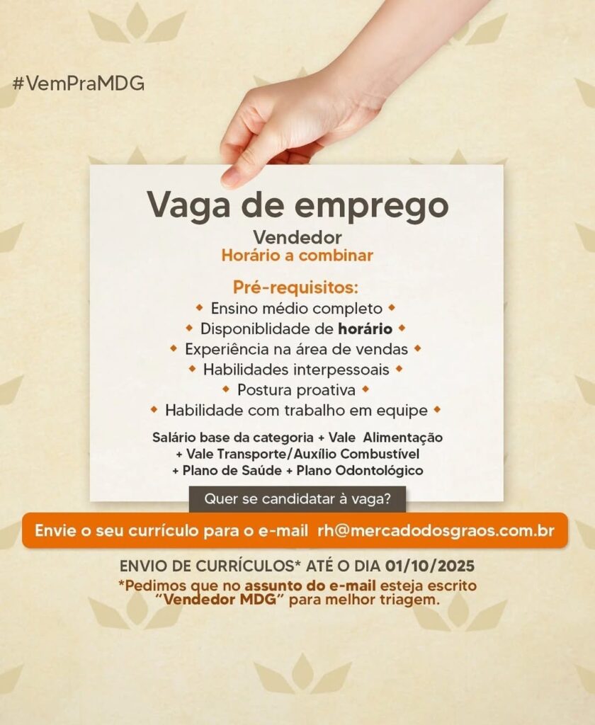 Vaga para Vendedor 