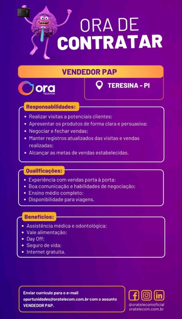 Vaga para Vendedor PAP