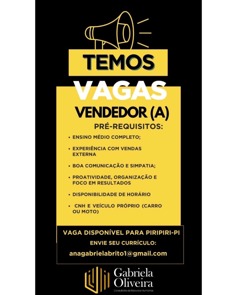 Vaga para Vendedor(a)