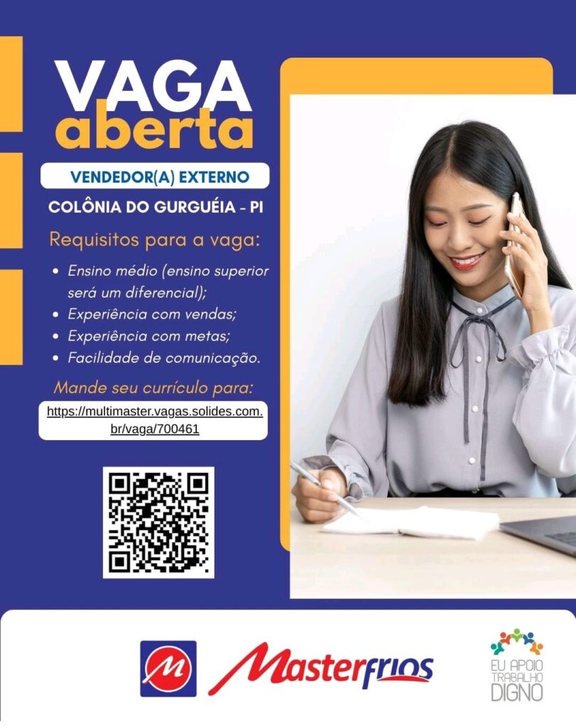 Vaga para Vendedor(a) Externo em Colônia do Gurguéia
