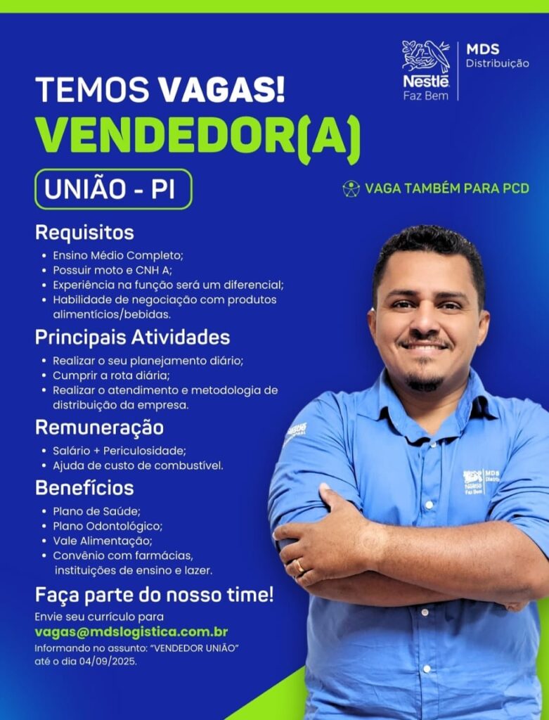 Vaga para Vendedor(a) em União