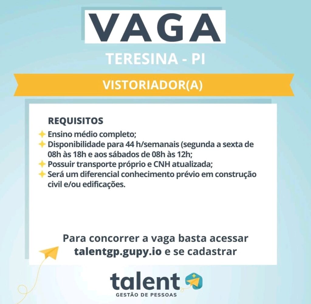 Vaga para Vistoriador(a)