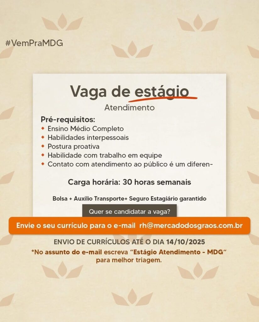 Vaga de Estágio para Atendimento