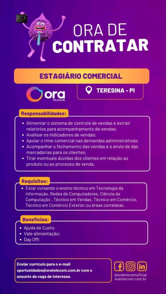 Vaga de Estágio para Comercial