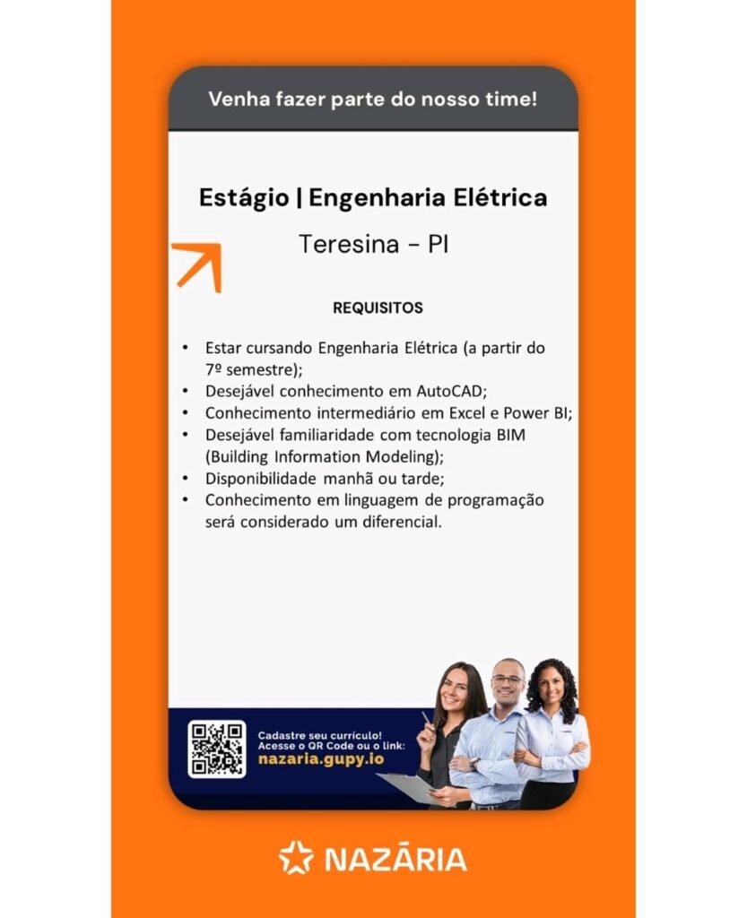 Vaga de Estágio para Engenharia Elétrica
