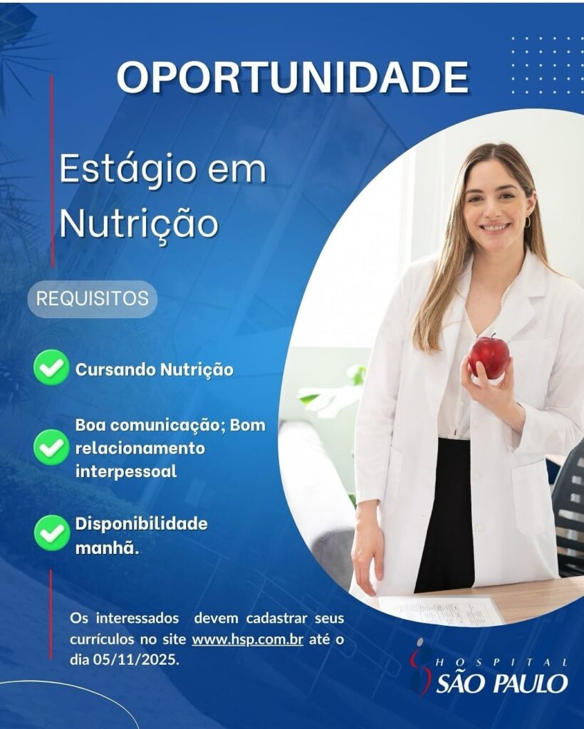 Vaga de Estágio para Nutrição