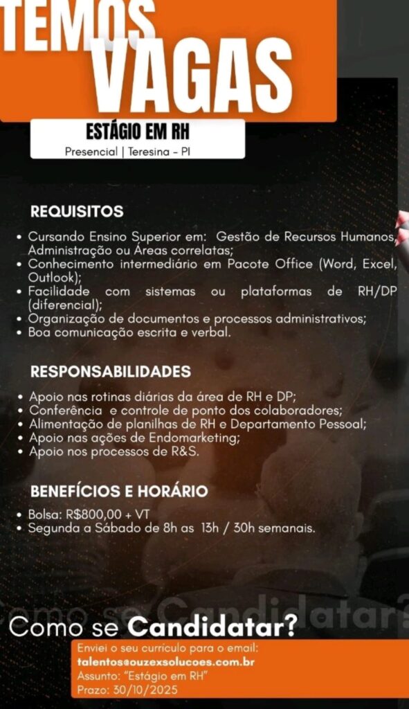 Vaga de Estágio para RH