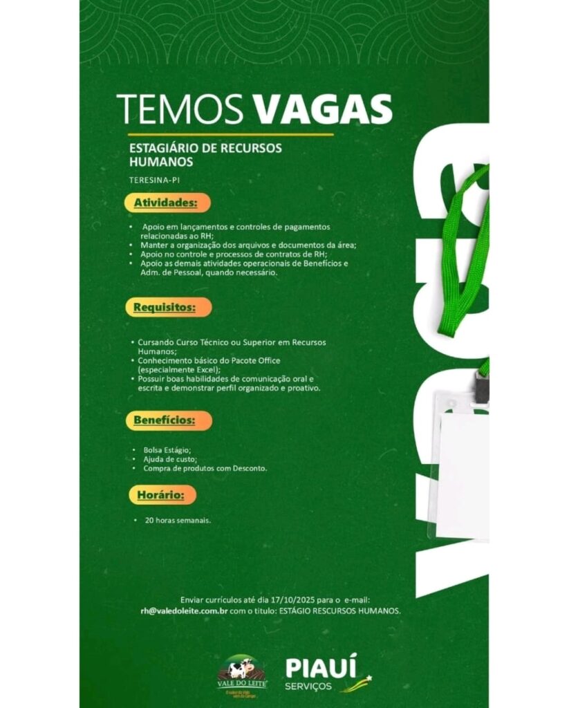Vaga de Estágio para RH
