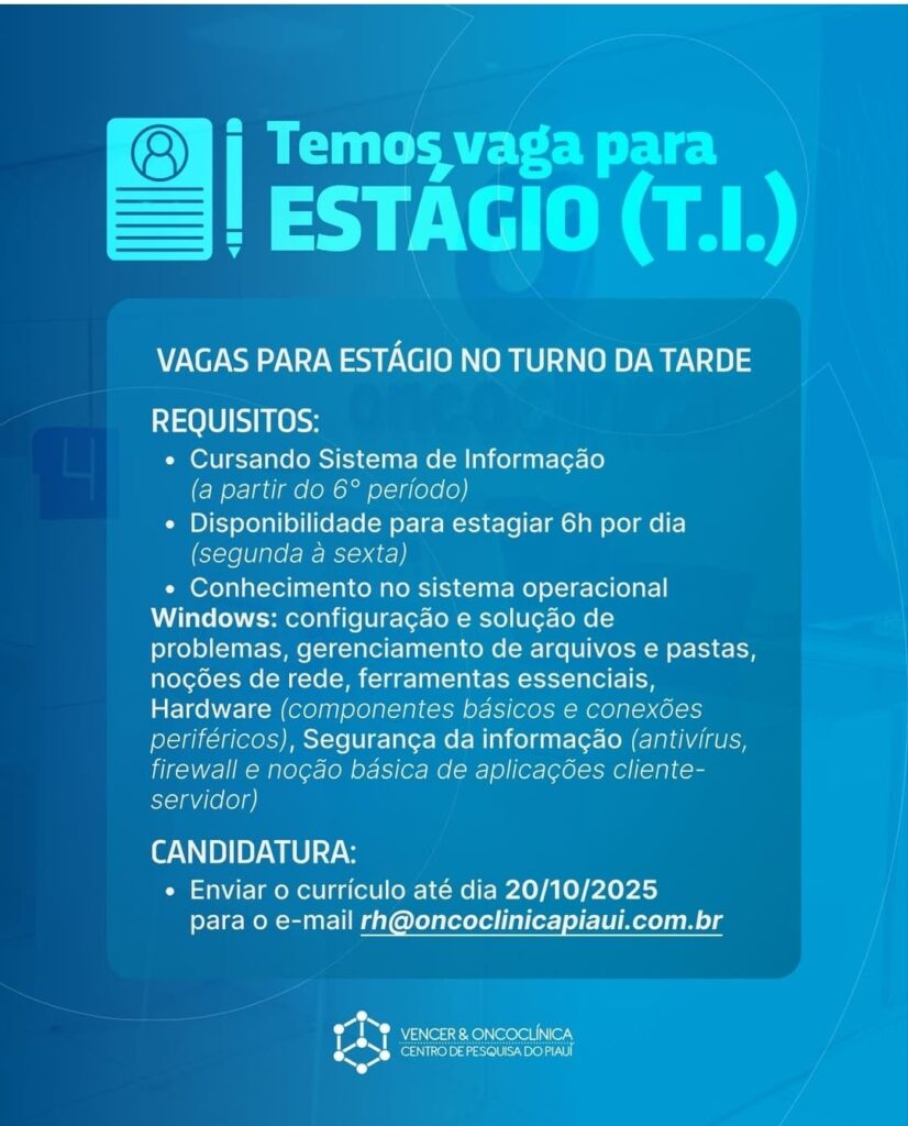 Vaga de Estágio para T.I