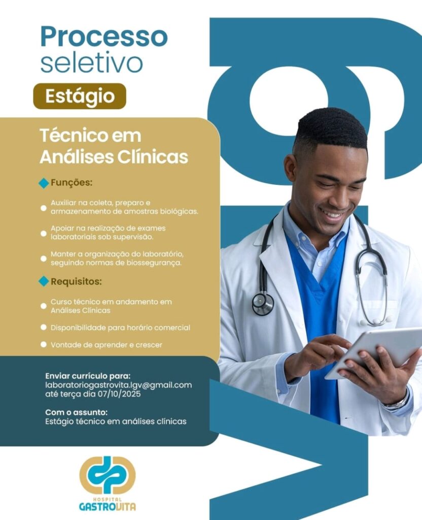 Vaga de Estágio para Técnico em Análises Clínicas