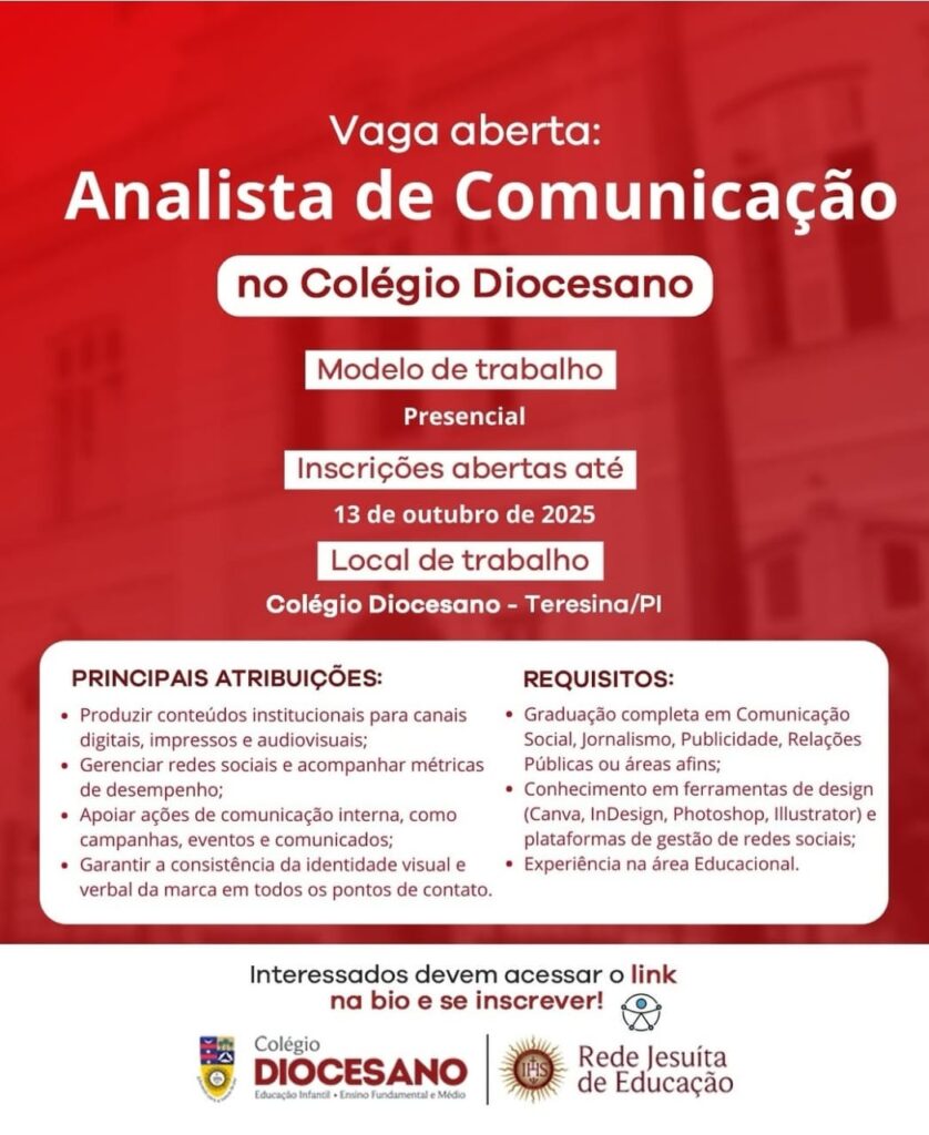 Vaga para Analista de Comunicação