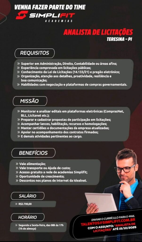 Vaga para Analista de Licitações