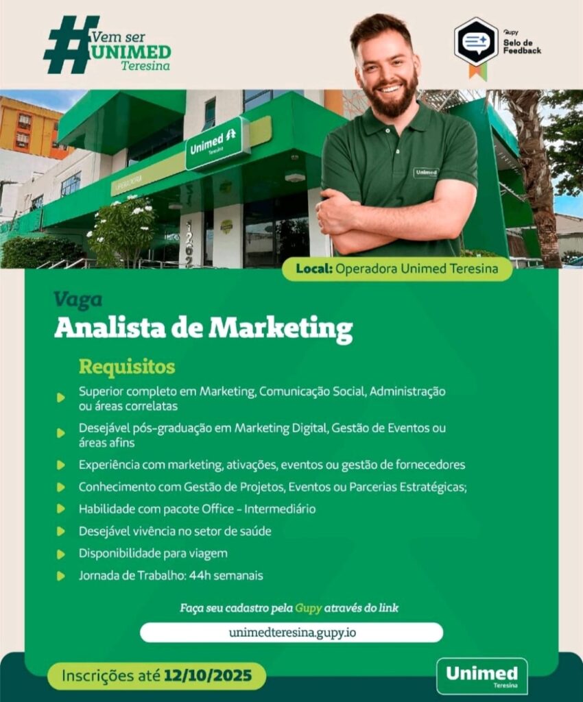 Vaga para Analista de Marketing