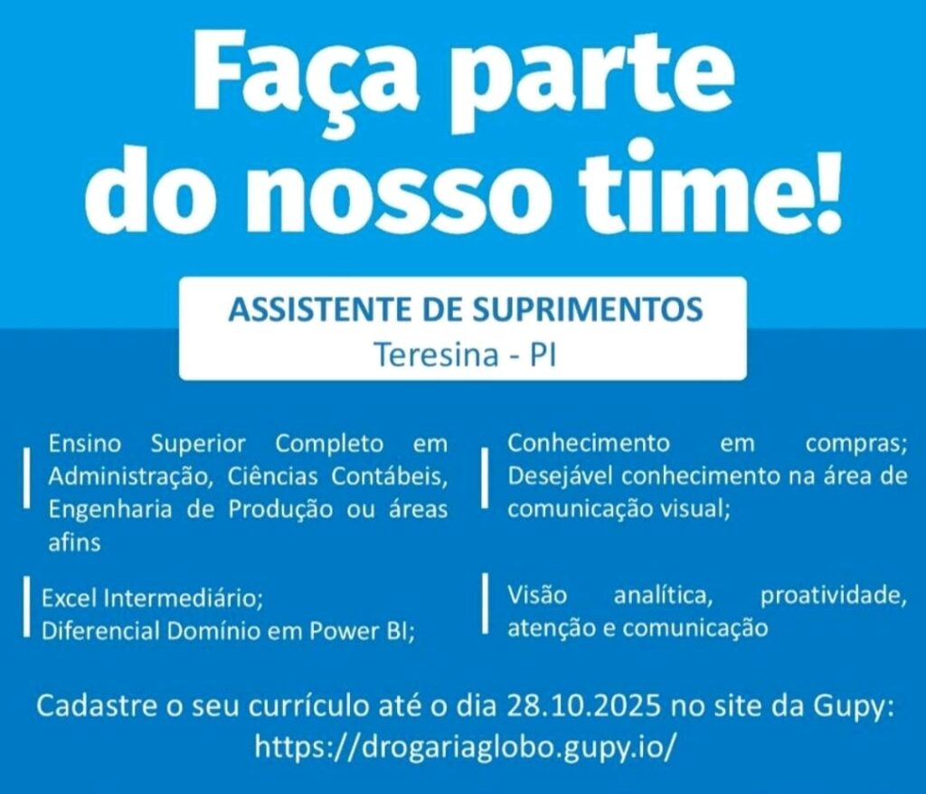 Vaga para Assistente de Suprimentos