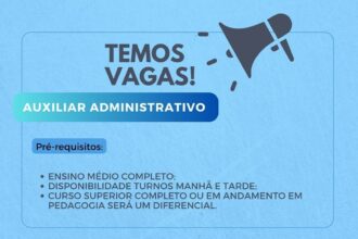 Vaga para Auxiliar Administrativo