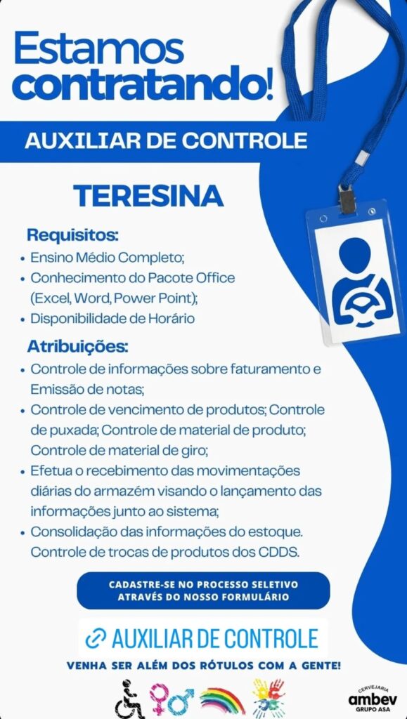 Vaga para Auxiliar de Controle