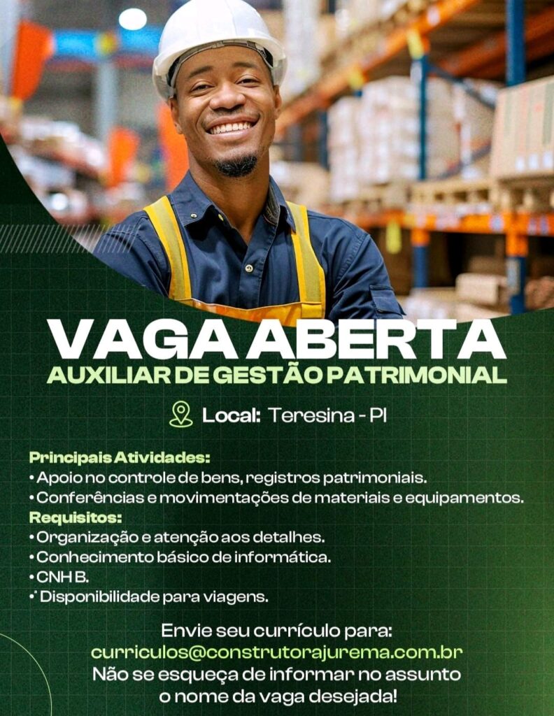 Vaga para Auxiliar de Gestão de Patrimonial