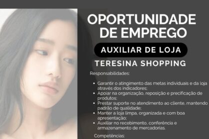 Vaga para Auxiliar de Loja