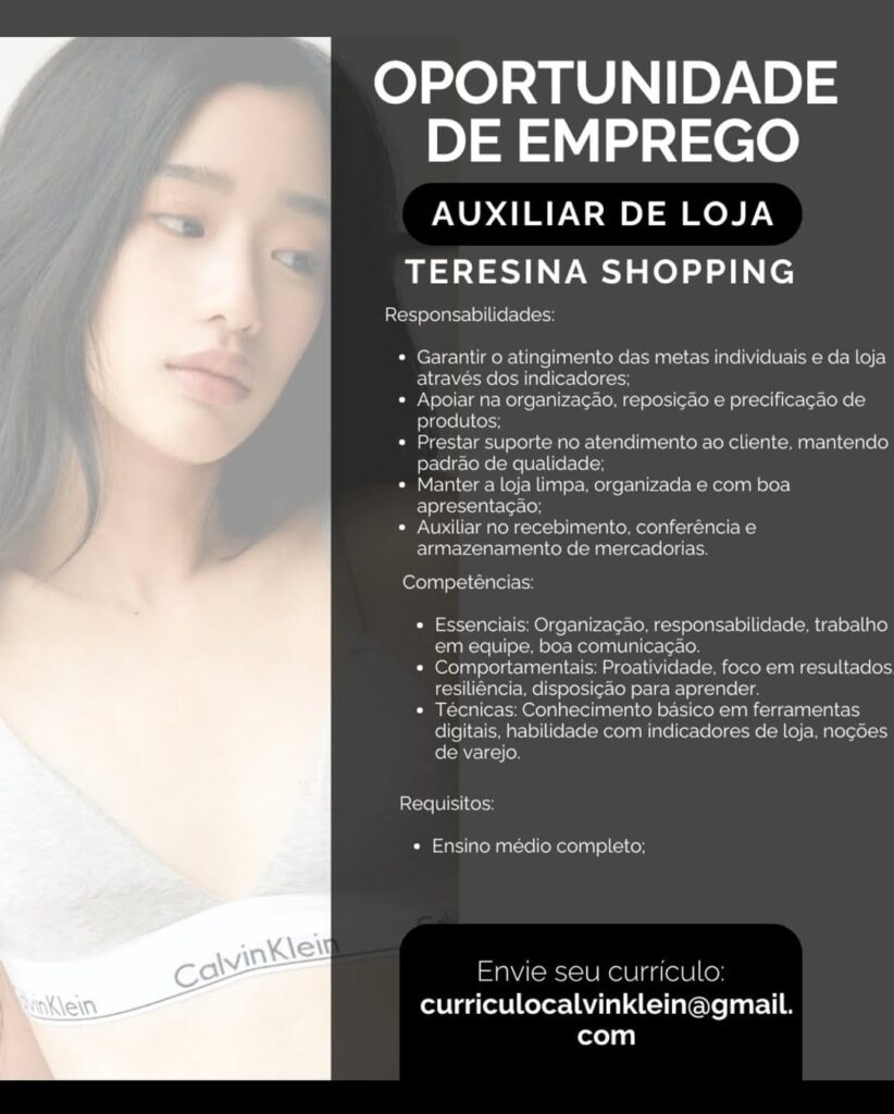 Vaga para Auxiliar de Loja