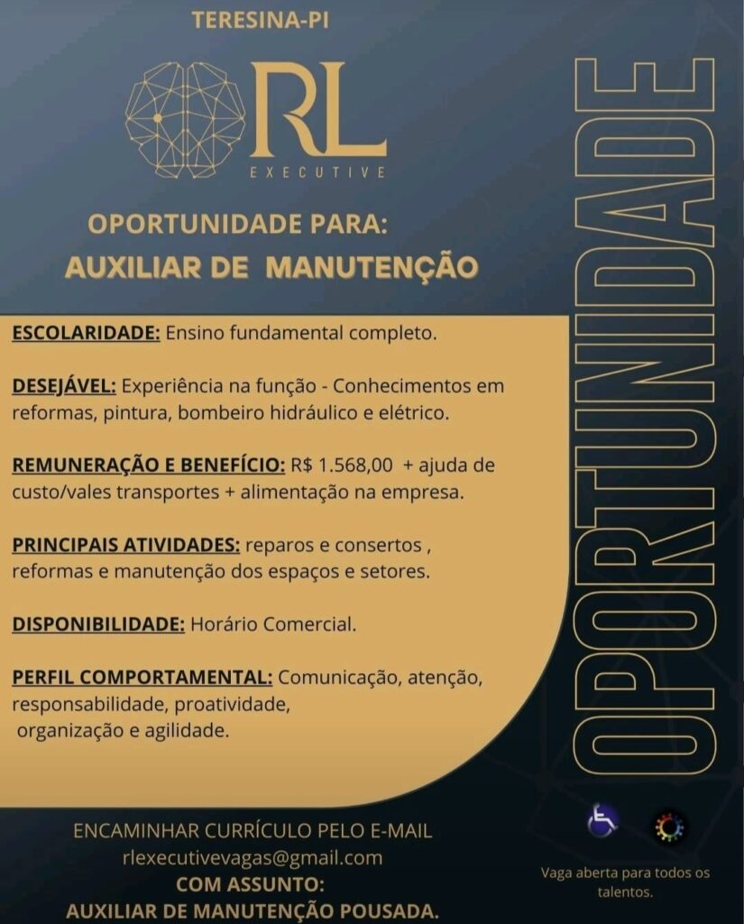 Vaga para Auxiliar de Manutenção em Teresina