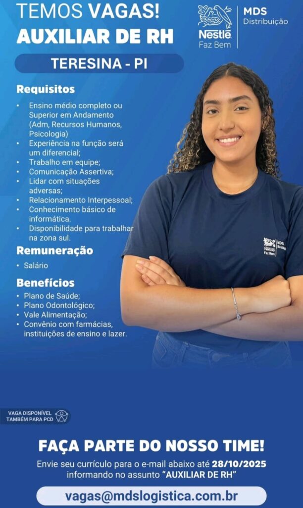 Vaga para Auxiliar de RH