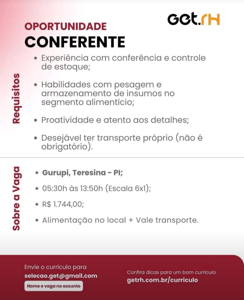 Vaga para Conferente