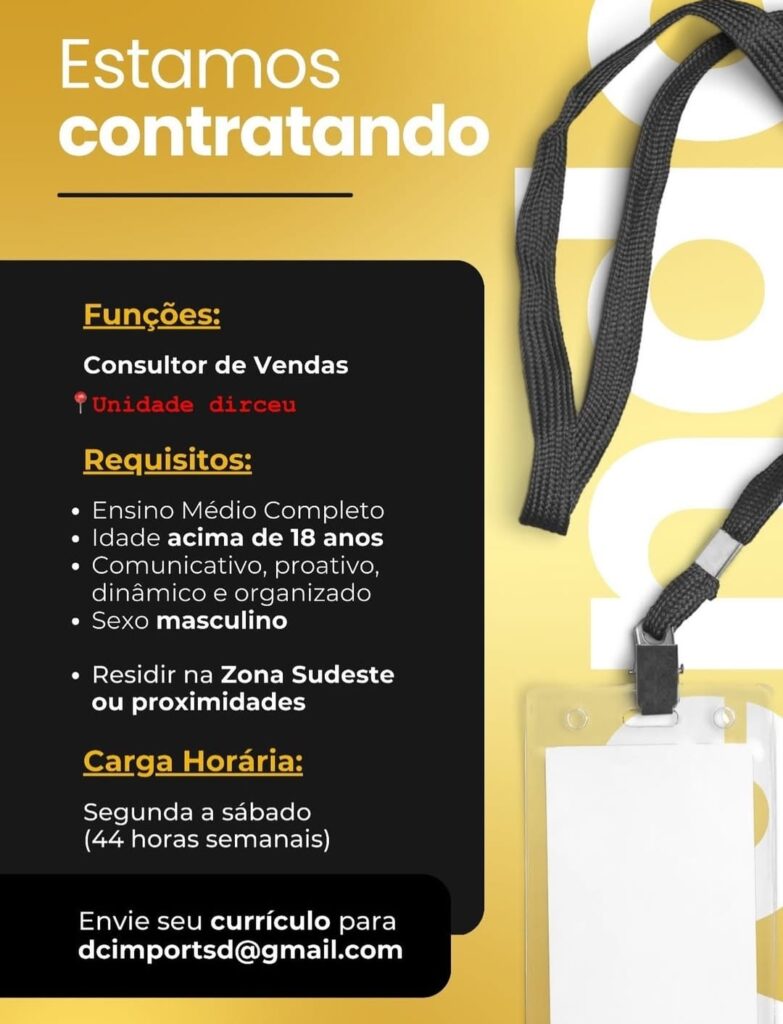 Vaga para Consultor de Vendas