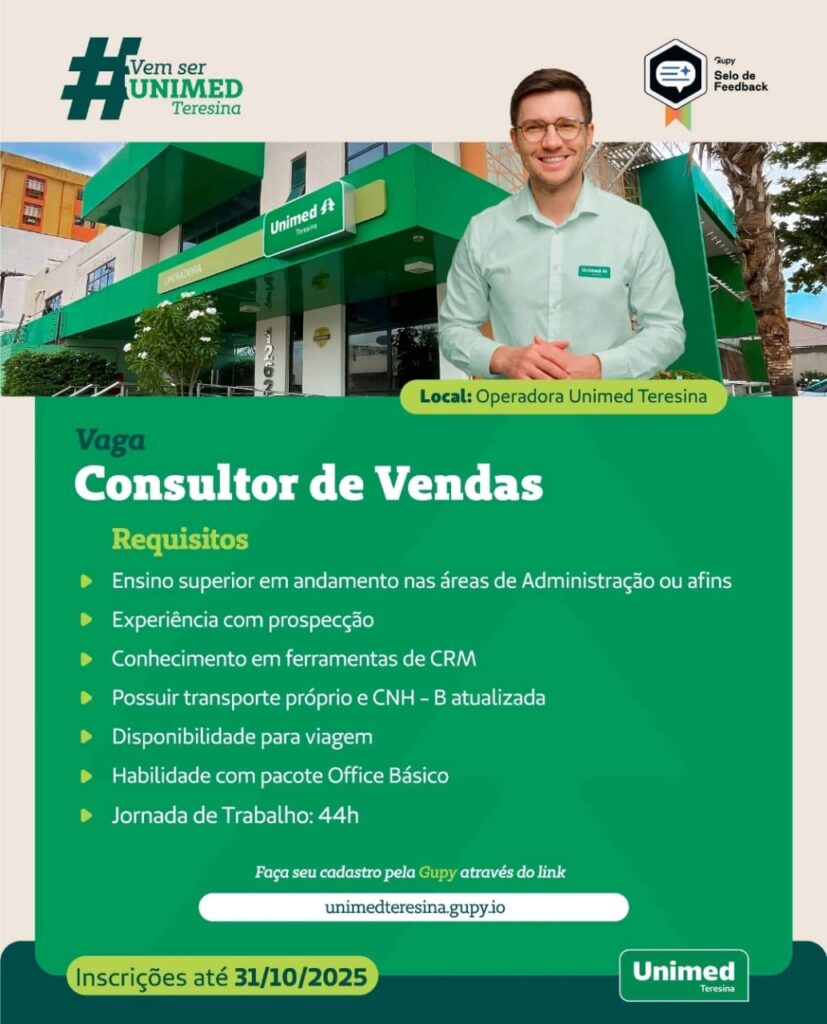 Vaga para Consultor de Vendas