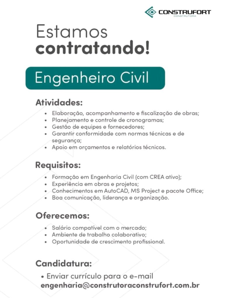 Vaga para Engenheiro Civil