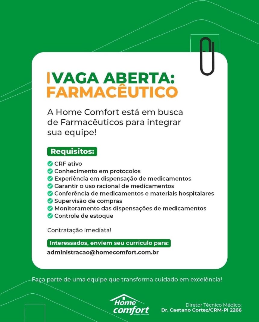 Vaga para Farmacêutico
