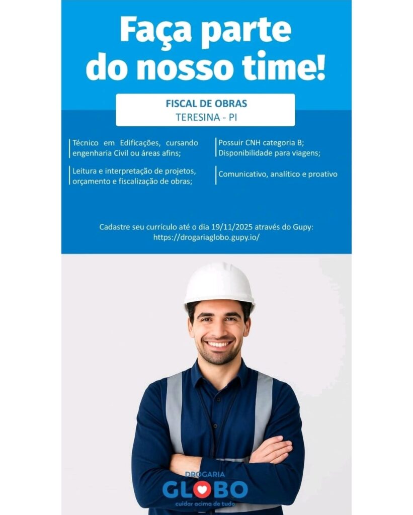 Vaga para Fiscal de Obras