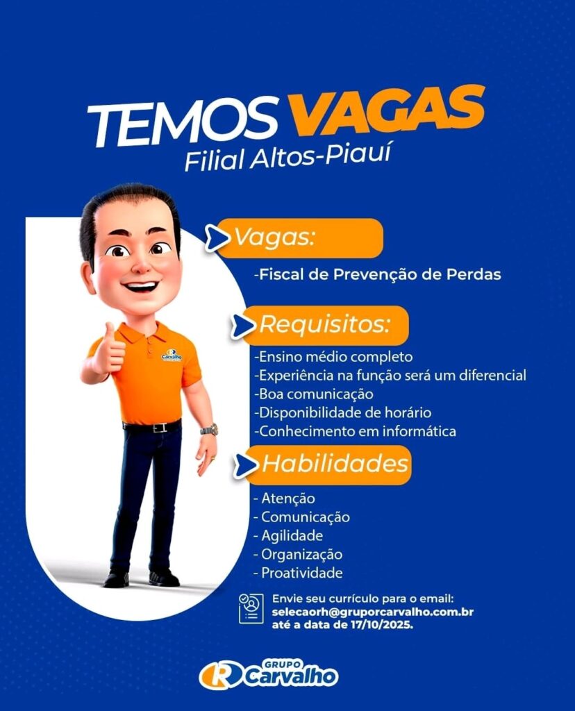 Vaga para Fiscal de Prevenção de Perdas em Altos