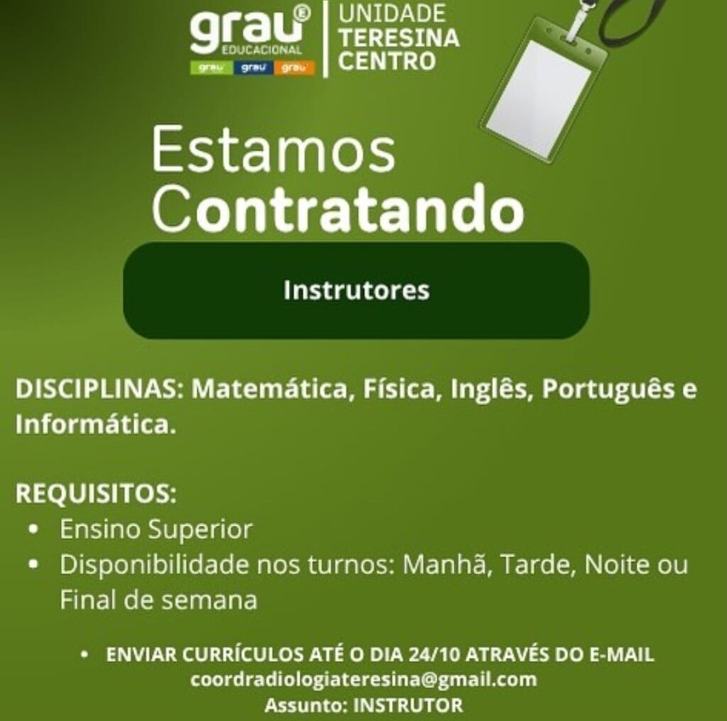 Vaga para Instrutores