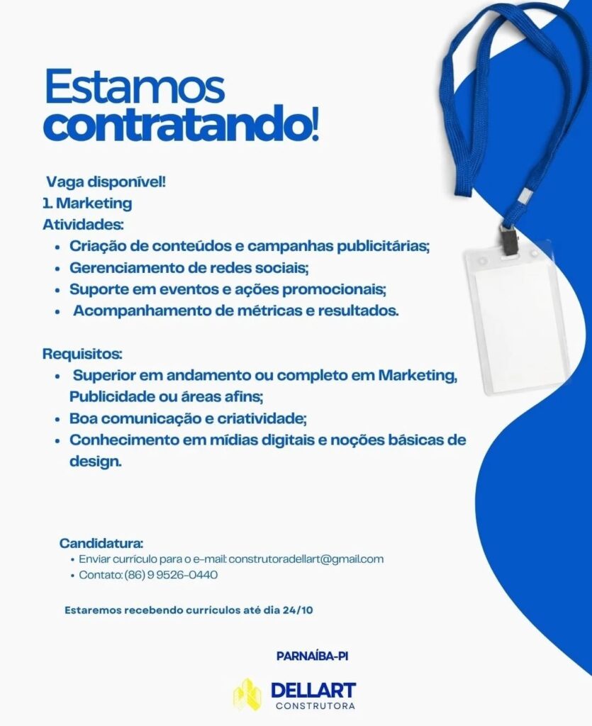 Vaga para Marketing em Parnaíba