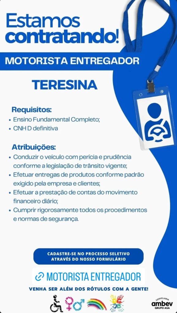 Vaga para Motorista Entregador