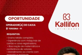 Vaga para Operador(a) de Caixa
