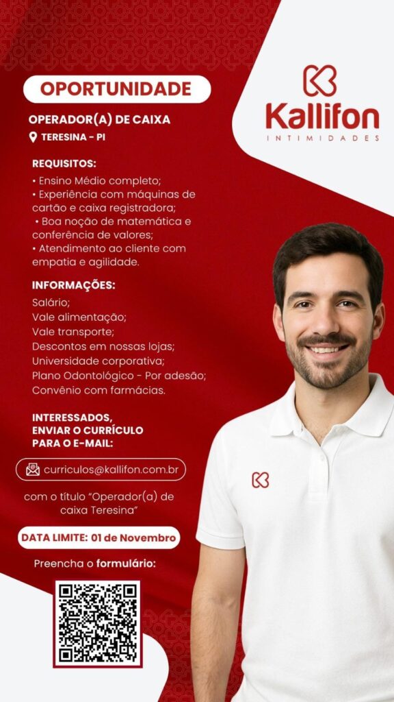 Vaga para Operador(a) de Caixa