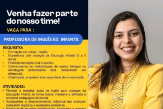 Vaga para Professora de Inglês Ed. Infantil